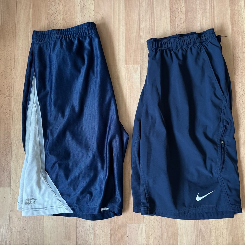 Bundle of Two Men’s; NIKE DRI-FIT, and STARTER basketball shorts, Size: M&L